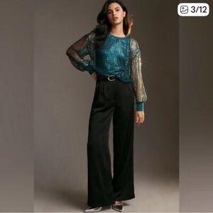 Pilcro sequined mesh top. Jersey tank underlined, long sleeve. Sparkles NWOT